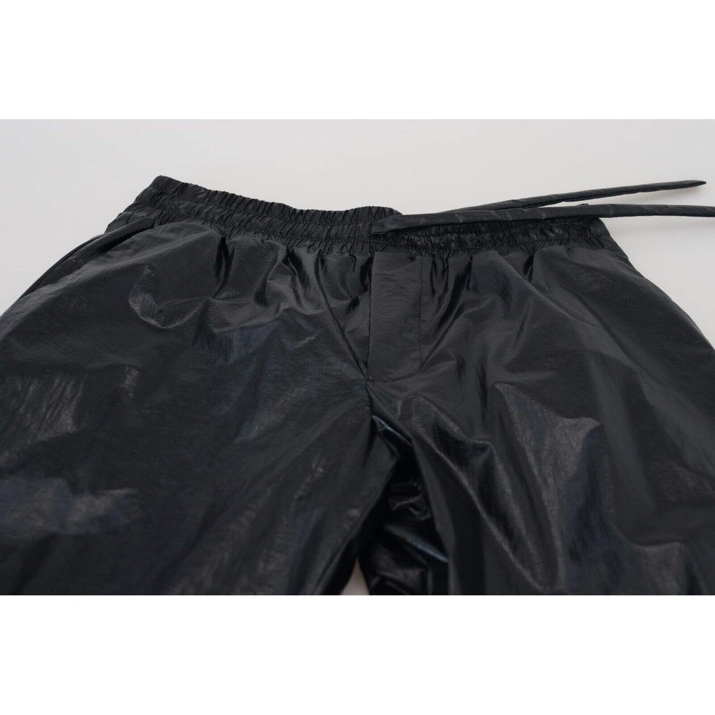 Dolce & Gabbana Black Shining Drawstring Trouser Nylon Pants
