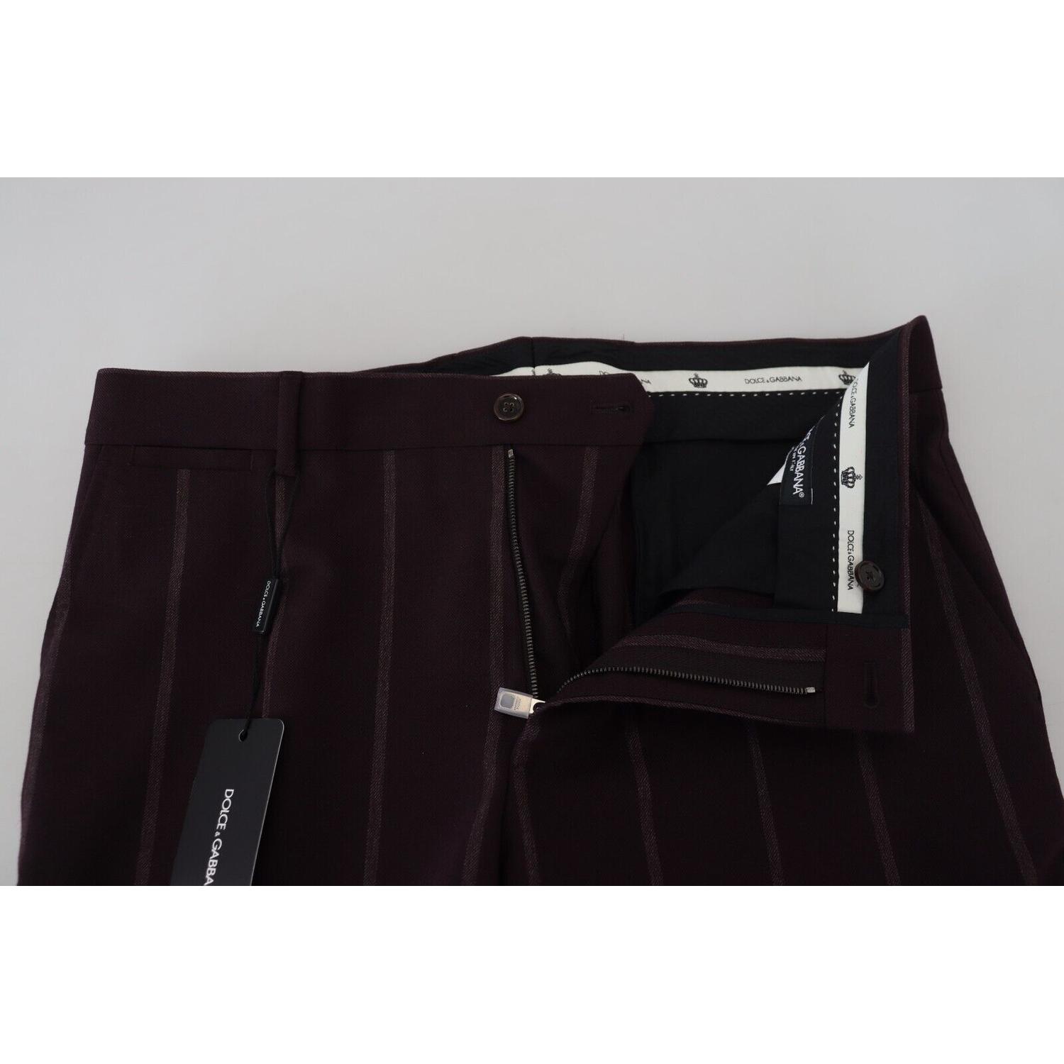 بنطلون دولتشي آند غابانا الأنيق المصنوع من مزيج الصوف باللون البني