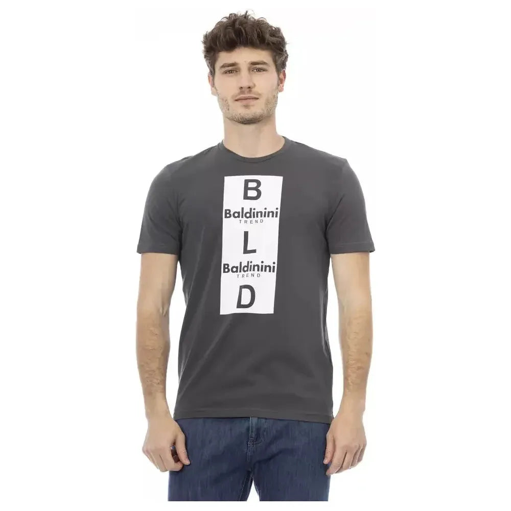 Baldinini Trend Gray Cotton Men T-Shirt BA-23165-XS