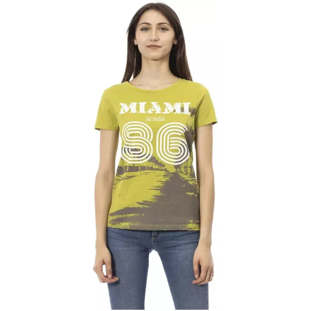 بلوزة نسائية من القطن باللون الأخضر من Trussardi Action