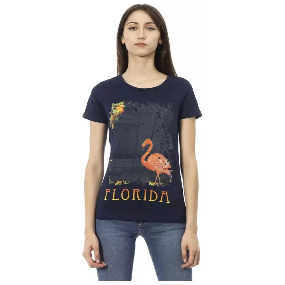 بلوزة نسائية من القطن باللون الأزرق من Trussardi Action