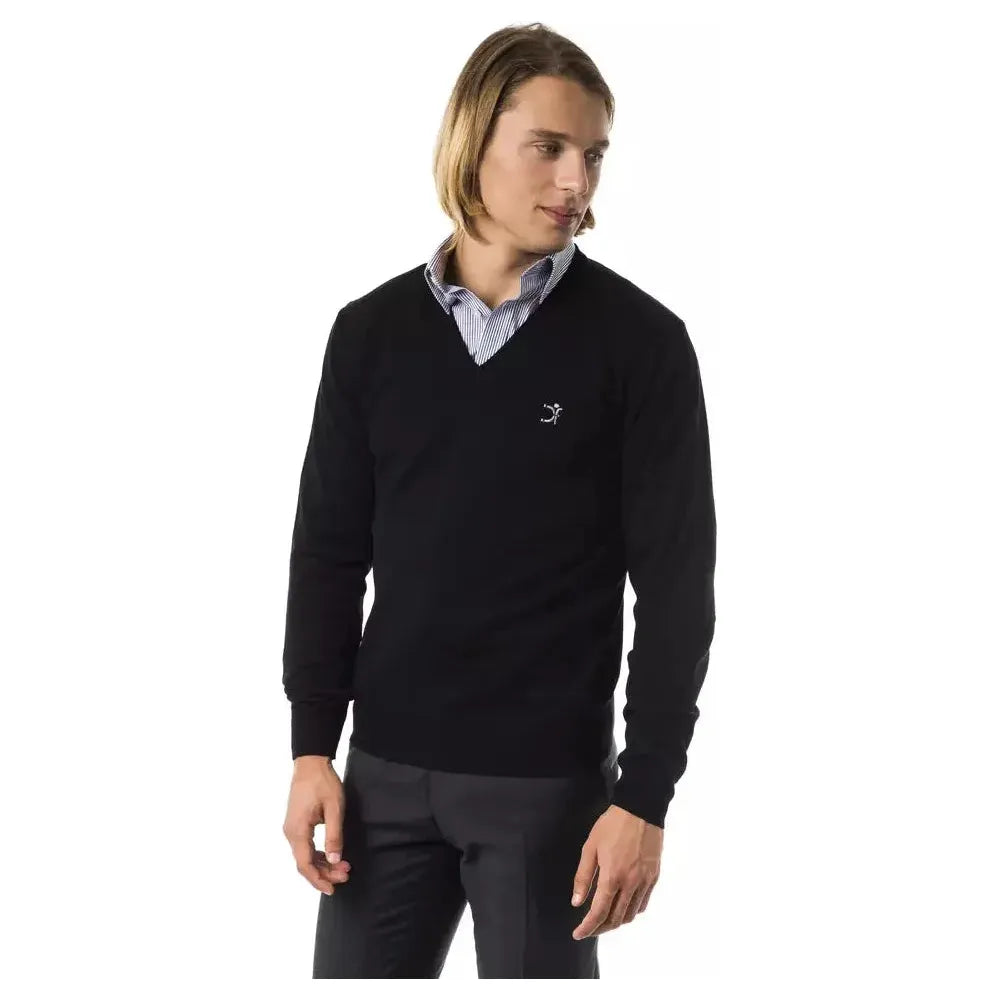 Uominitaliani Black Merino Men Sweater
