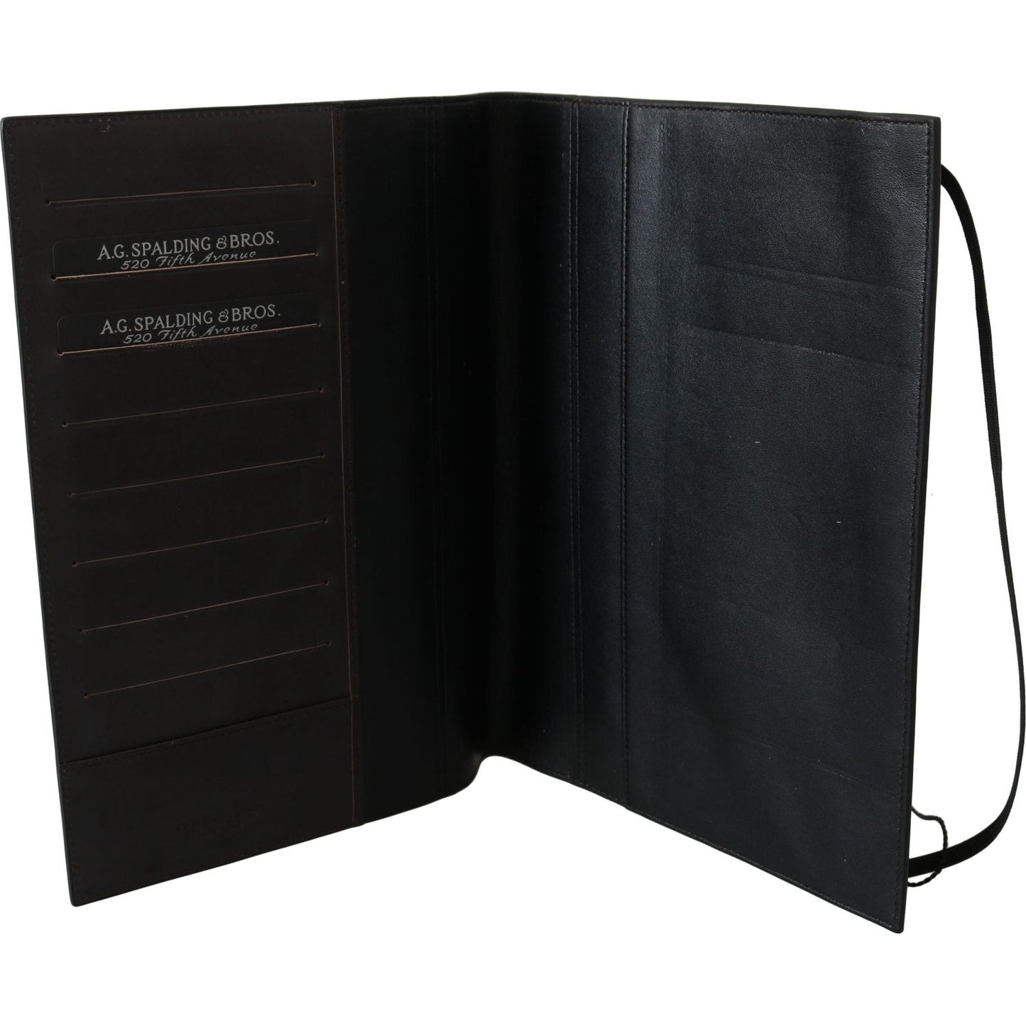 A.G. Spalding & Bros Black Leather Bifold Travel Holder Logo Wallet VAS9177