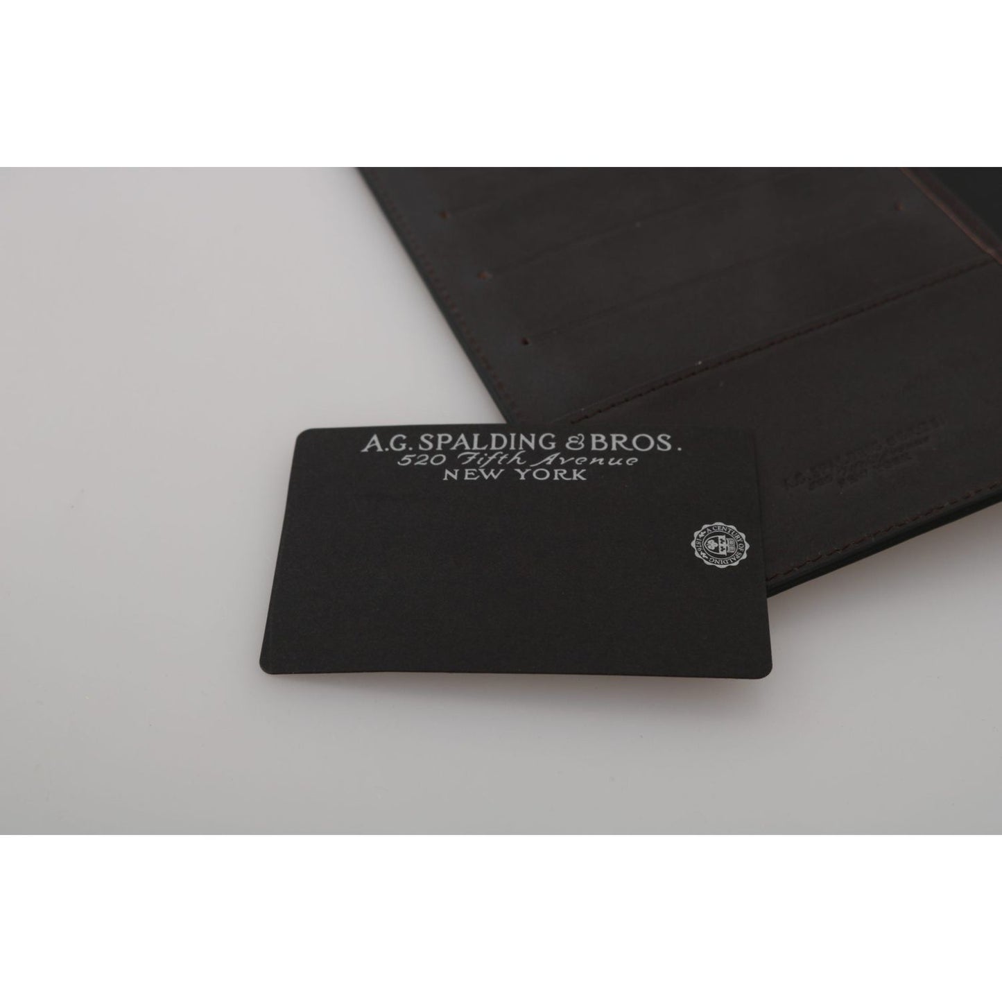 A.G. Spalding & Bros Black Leather Bifold Travel Holder Logo Wallet VAS9177