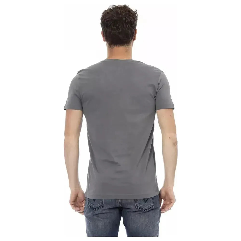 Trussardi Action Gray Cotton Men's V-Neck T-Shirt