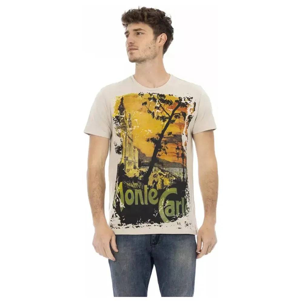 تي شيرت رجالي من Trussardi Action مصنوع من القطن باللون البيج