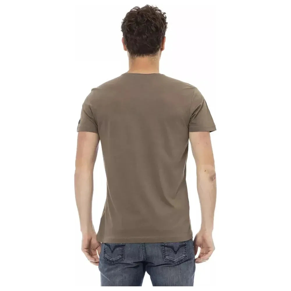 تي شيرت رجالي من القطن باللون البني من Trussardi Action