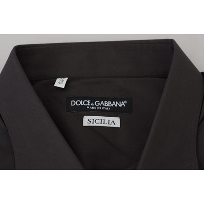 Dolce & Gabbana Gray SICILIA Slim Fit Stretch Dress Shirt