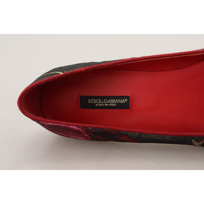 Dolce & Gabbana Multicolor Jacquard Sacred Heart Patch Slip On Shoes