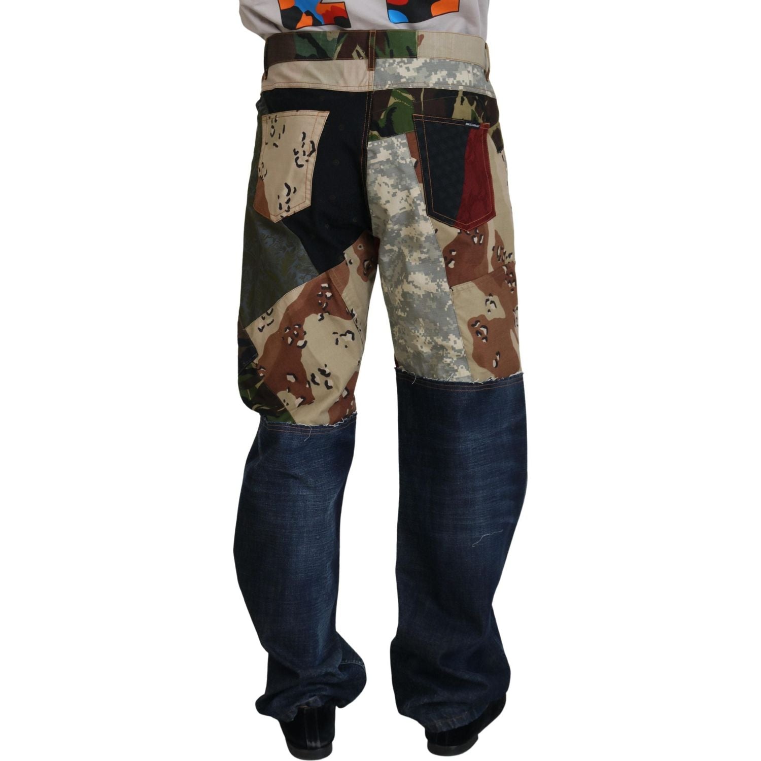 Dolce & Gabbana Multicolor Silk Patchwork Men Denim Jeans
