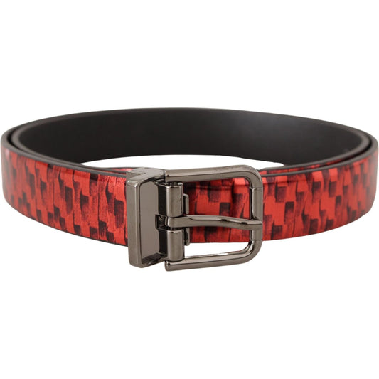 Dolce & Gabbana Elegant Red Leather Belt with Silver Buckle Dolce & Gabbana Dark Slate Gray