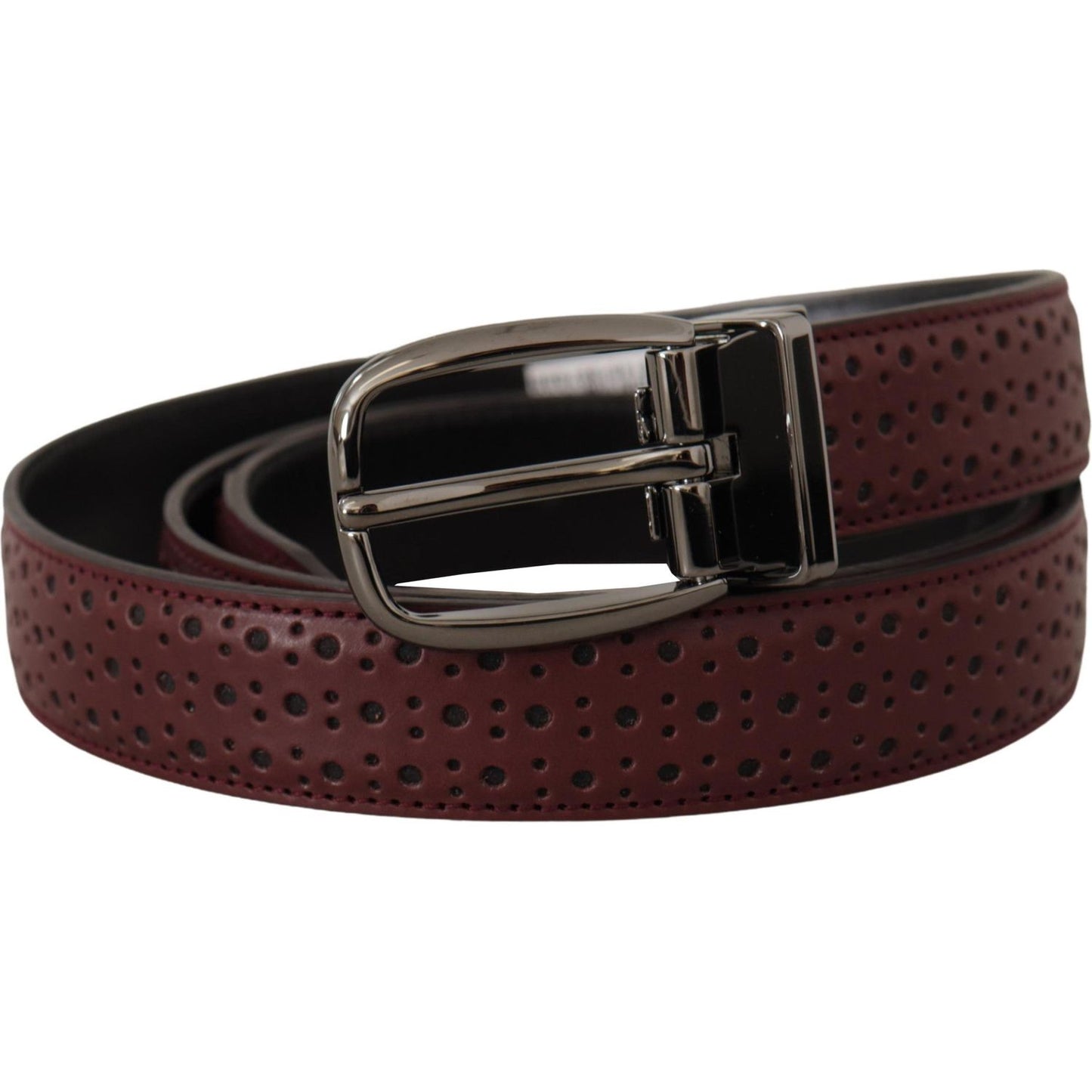 Dolce & Gabbana Brown Perforated Leather Metal Buckle Belt