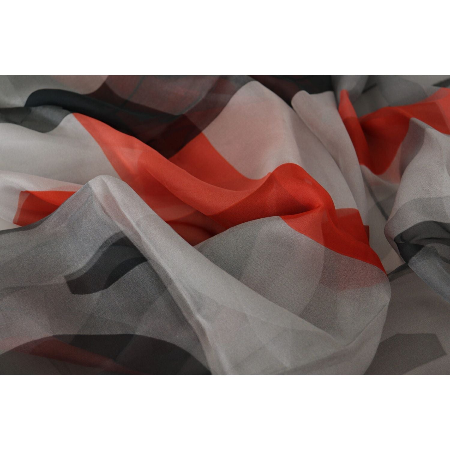 Costume National Gray Red Shawl Foulard Wrap  Scarf