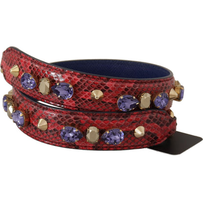 Dolce & Gabbana Red Exotic Leather Crystals Bag Shoulder Strap