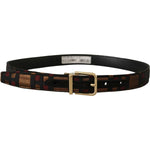 Dolce & Gabbana Multicolor Leather Jacquard Gold Metal Buckle Belt BEL8411 - 75