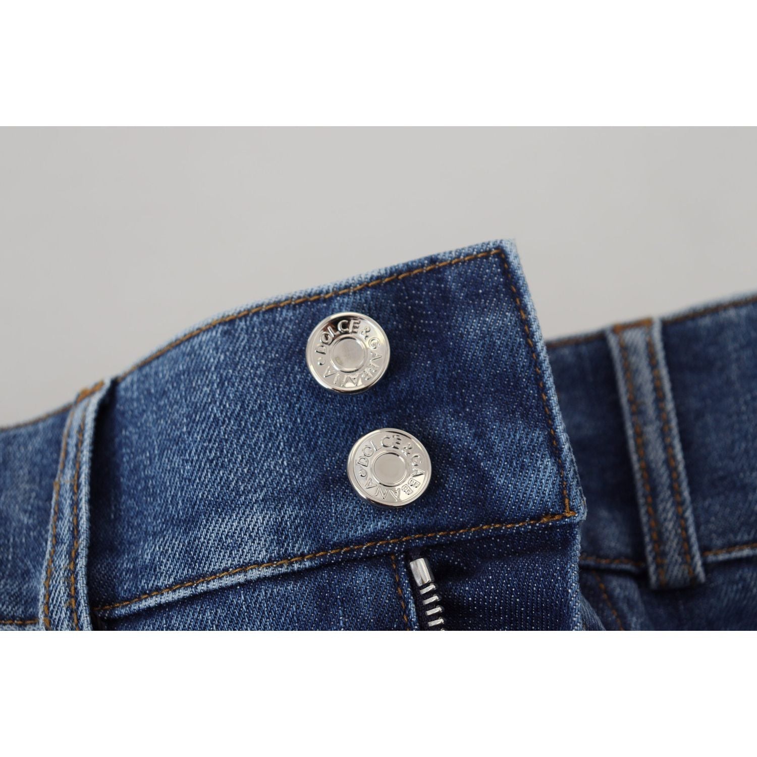 بنطلون جينز أزرق أنيق بخصر مرتفع من دولتشي آند غابانا