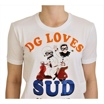 Dolce & Gabbana White Cotton DG Loves SUD T-shirt