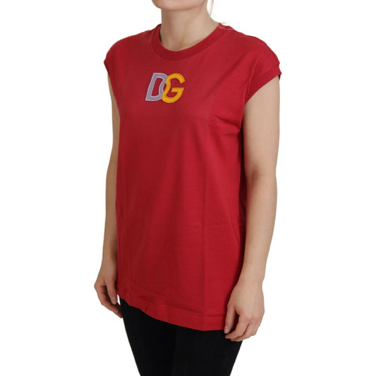 Dolce & Gabbana Elegant Red Sleeveless Cotton Tank Top Dolce & Gabbana Brown
