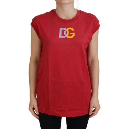 Dolce & Gabbana Elegant Red Sleeveless Cotton Tank Top Dolce & Gabbana Brown