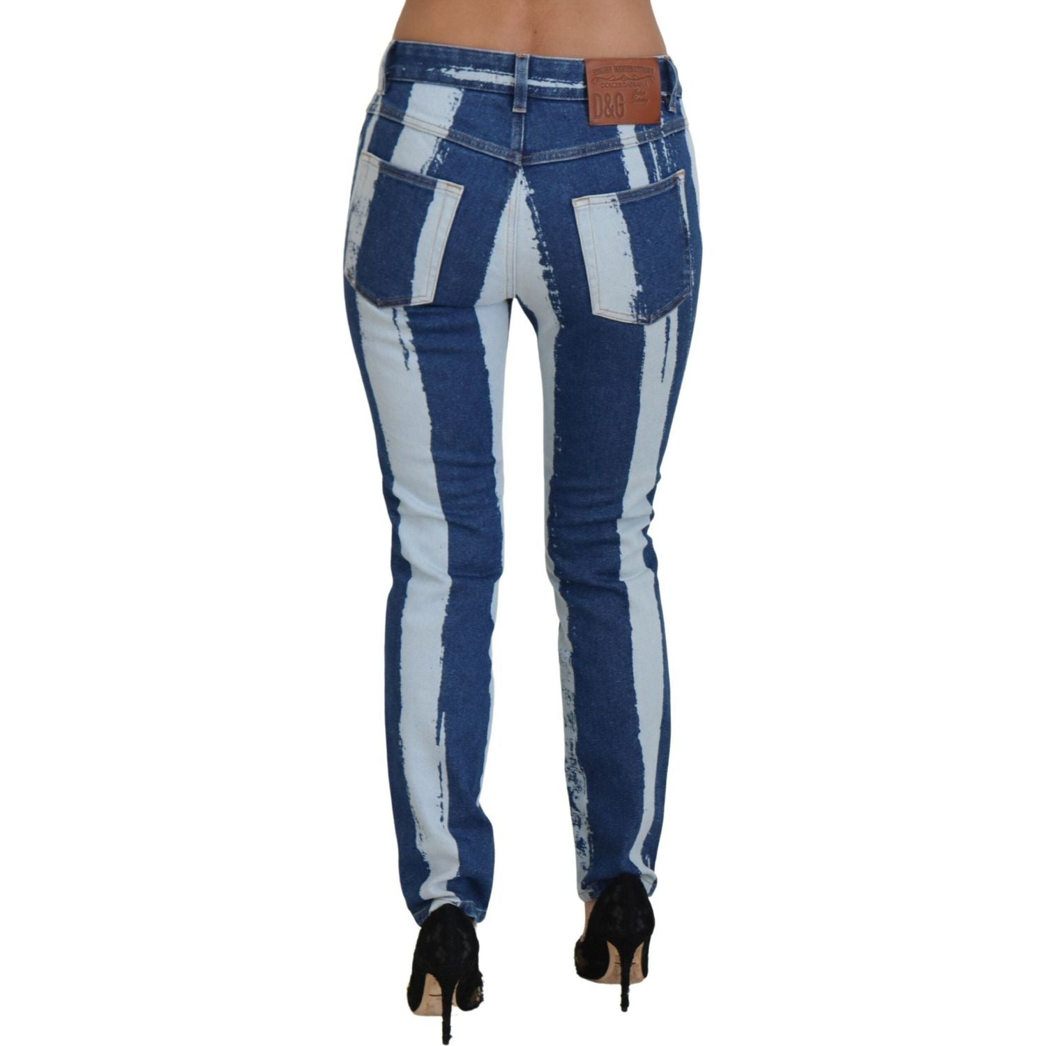 بنطلون جينز إيطالي ضيق مخطط أنيق من Dolce &amp; Gabbana