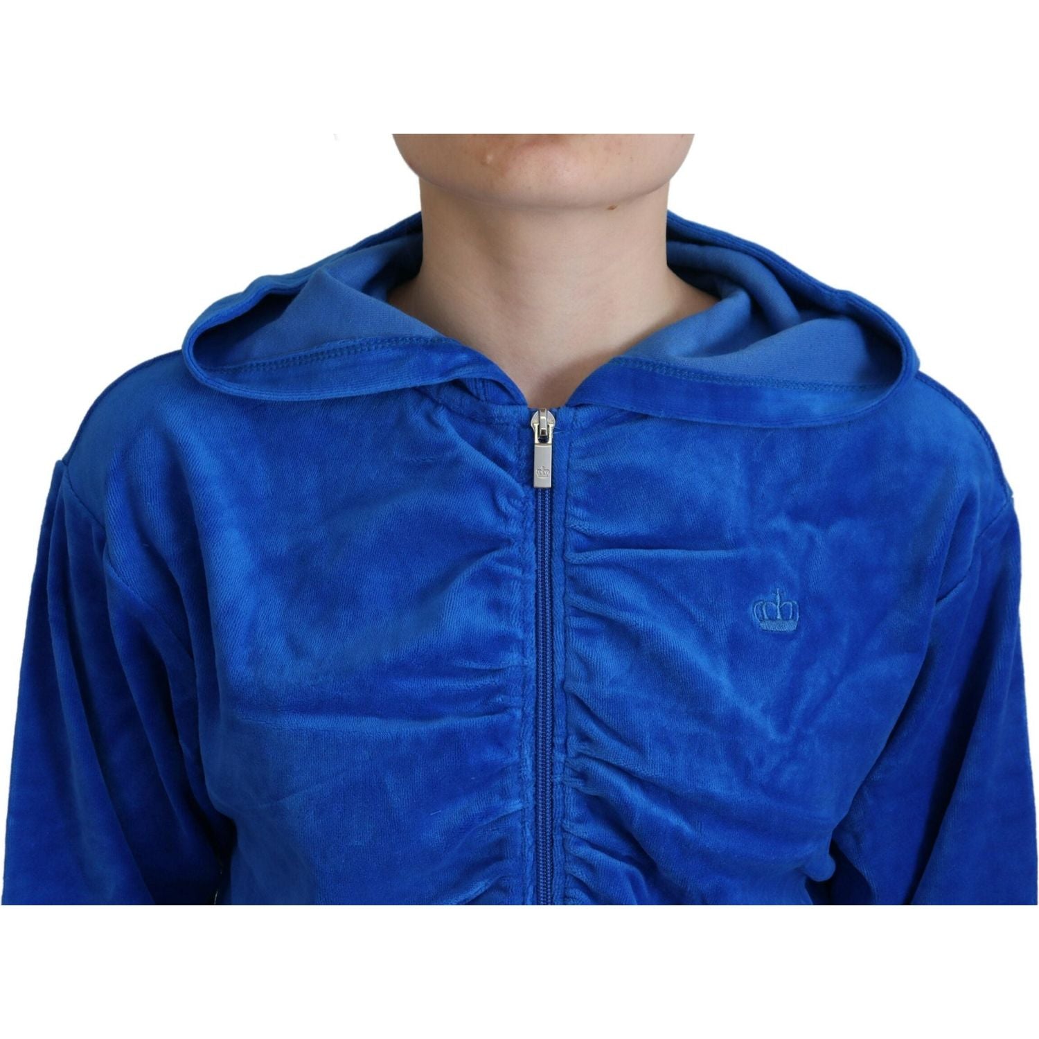 سترة Juicy Couture Glam ذات غطاء رأس وسحّاب مقصوصة باللون الأزرق