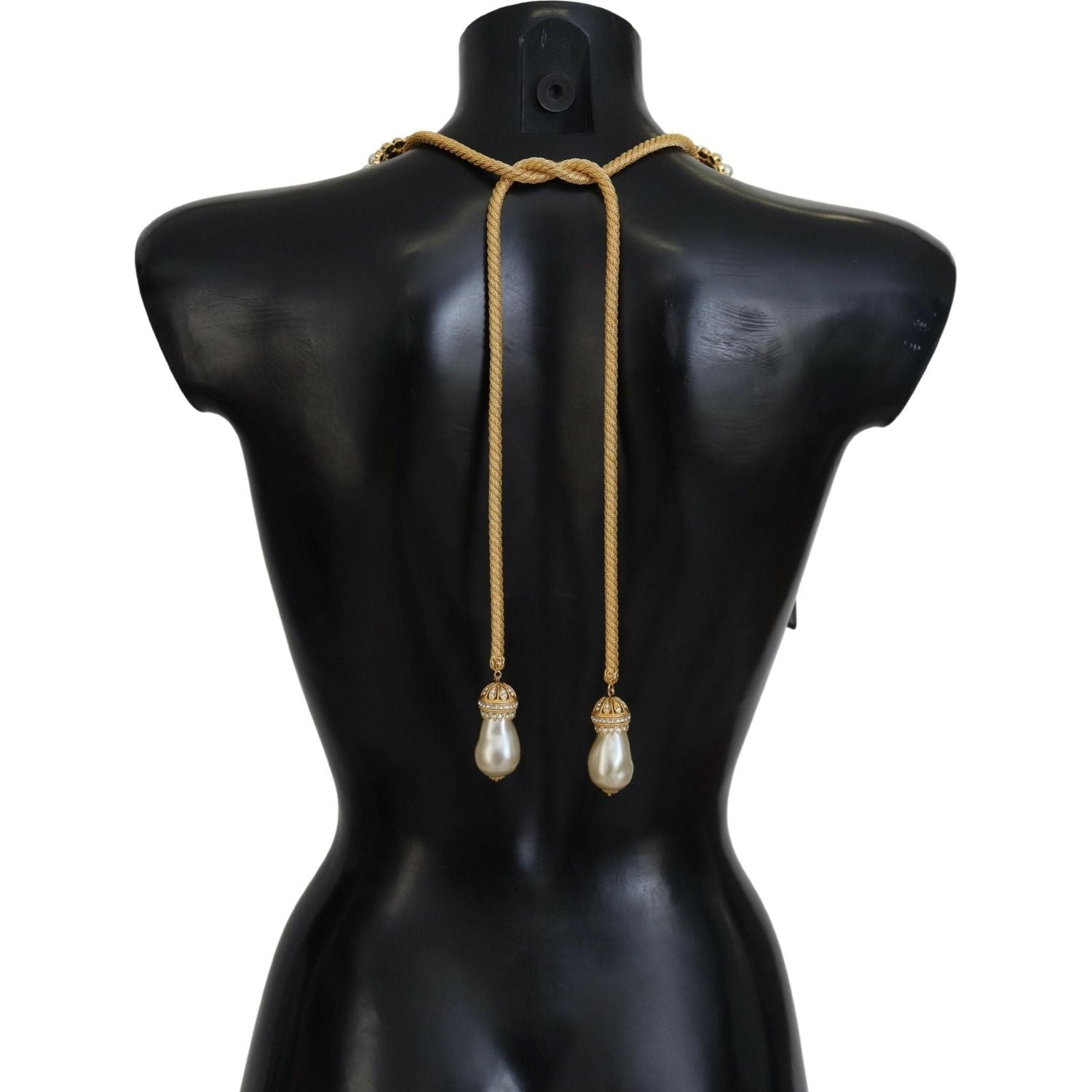 Dolce & Gabbana Gold Brass Sicily Crystal Robe Statement Necklace