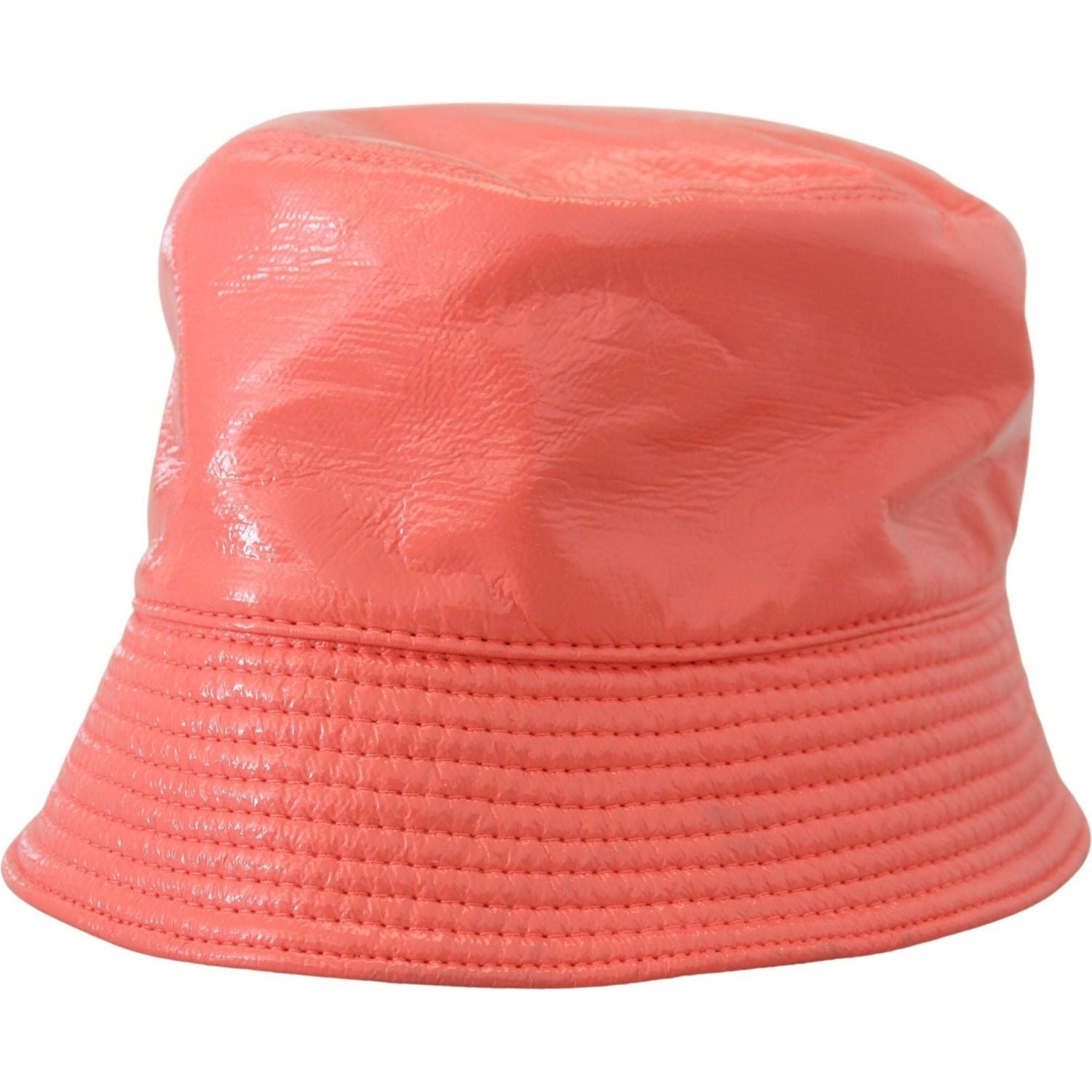 Dolce & Gabbana Peach Quilted Faux Leather Women Bucket Cap Hat