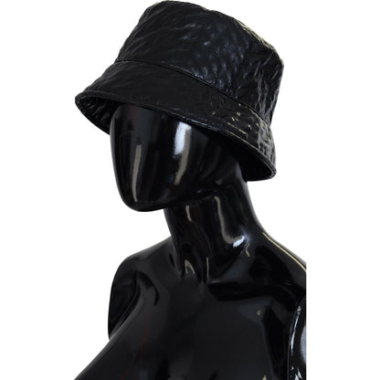 Dolce & Gabbana Black Quilted Faux Leather Women Bucket Cap Hat