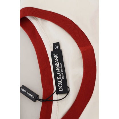 Dolce & Gabbana White Printed Short Sleeves Pullover Top