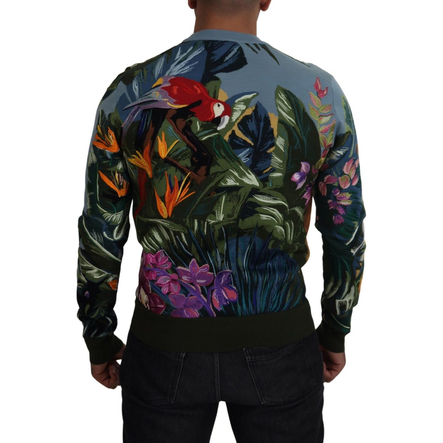 Dolce & Gabbana Multicolor Jungle Wool Pullover Logo Sweater TSH83952-50