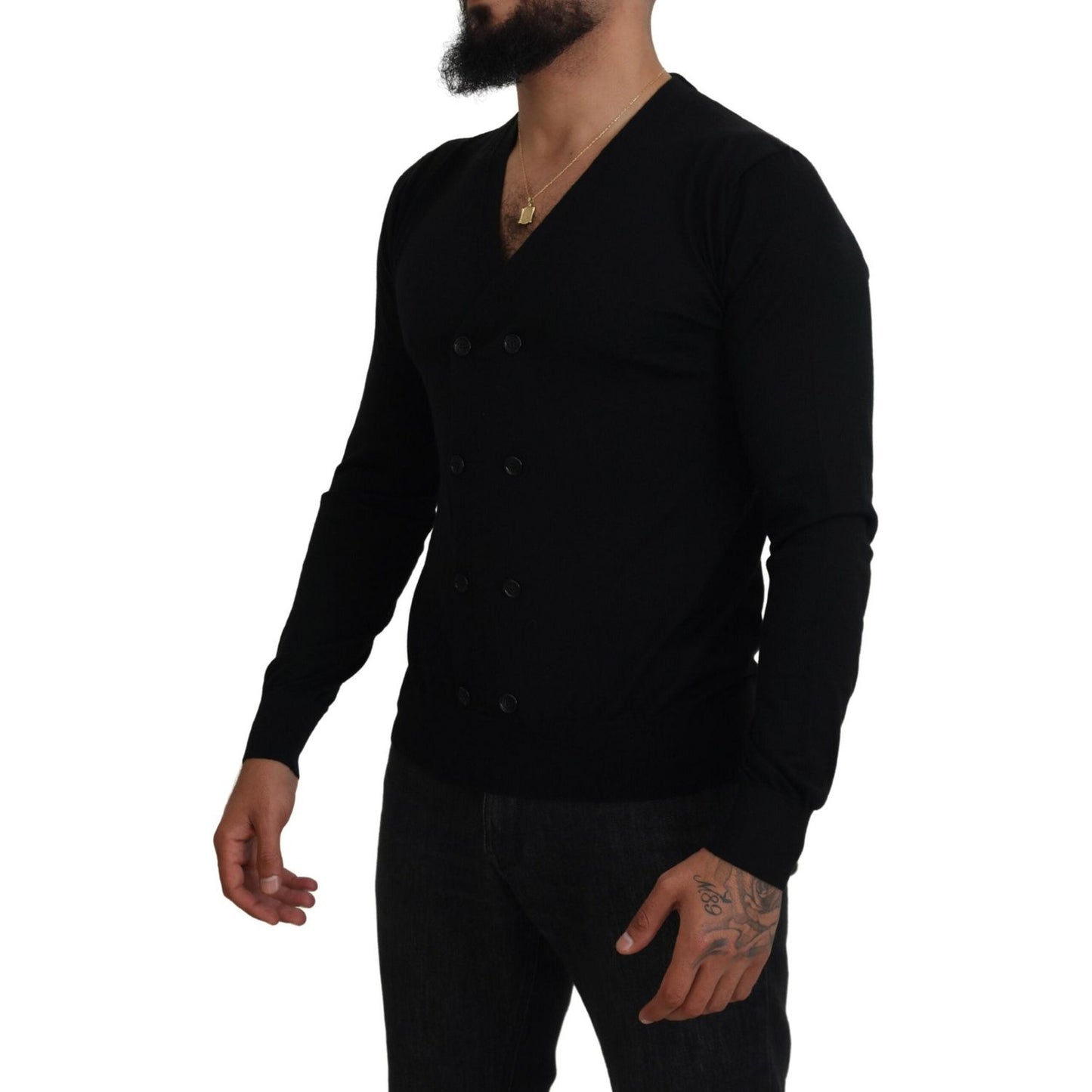 Dolce & Gabbana Black Cashmere Button Down Cardigan Sweater