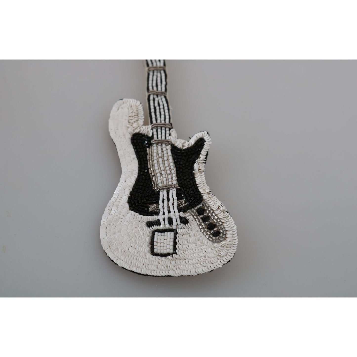 Dolce & Gabbana Gold Brass Beaded Guitar Pin Accessory Brooch SMY2041