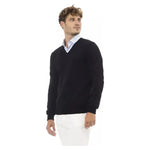Alpha Studio Black Wool Men Sweater AL-23458-IT52 | XL