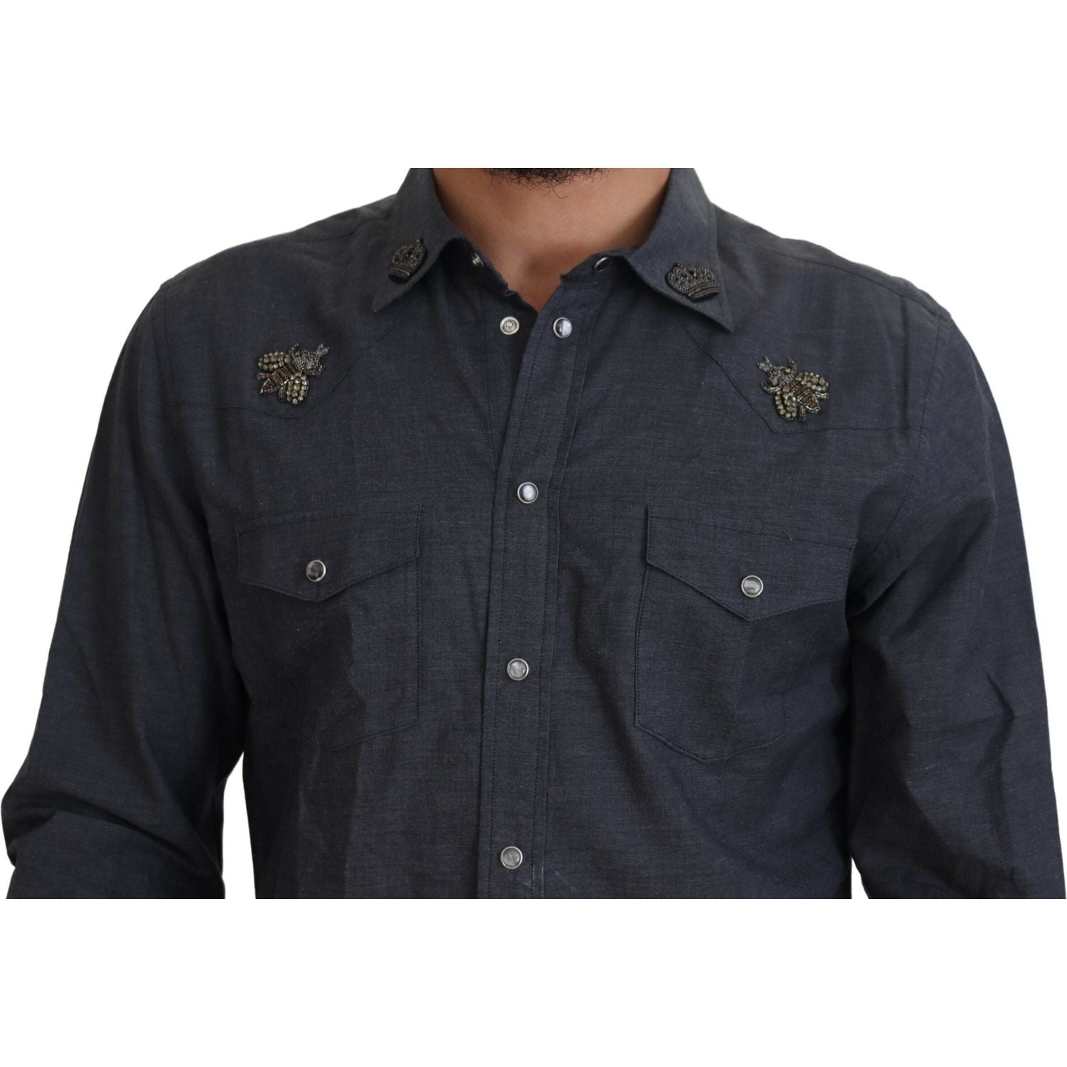 قميص دينم أزرق أنيق بقصّة Slim-Fit من Dolce &amp; Gabbana
