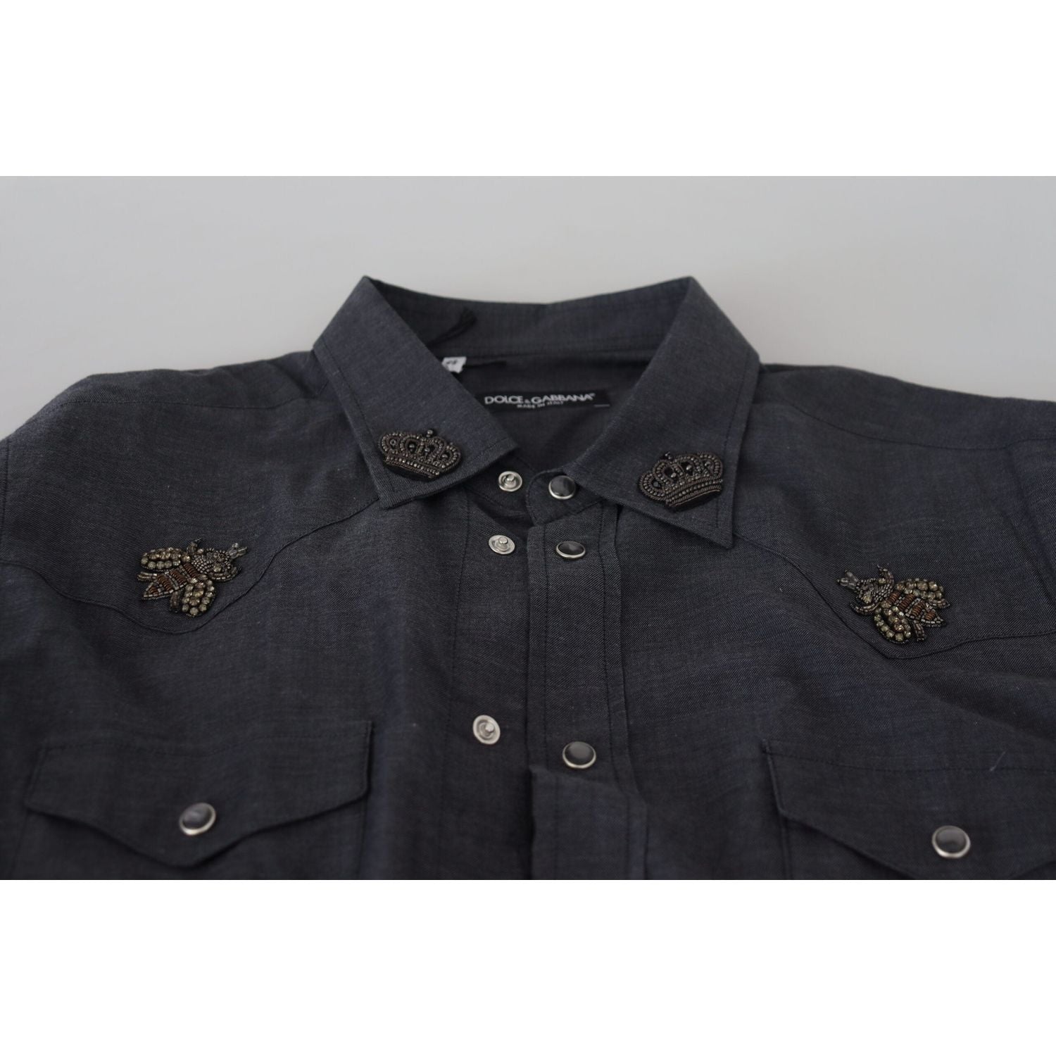 قميص دينم أزرق أنيق بقصّة Slim-Fit من Dolce &amp; Gabbana