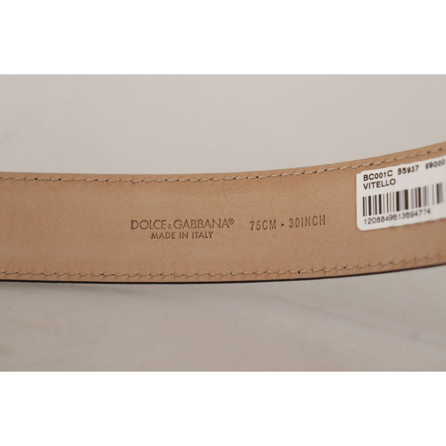 Dolce & Gabbana Black Calf Leather Brown Backend Metal Buckle Belt