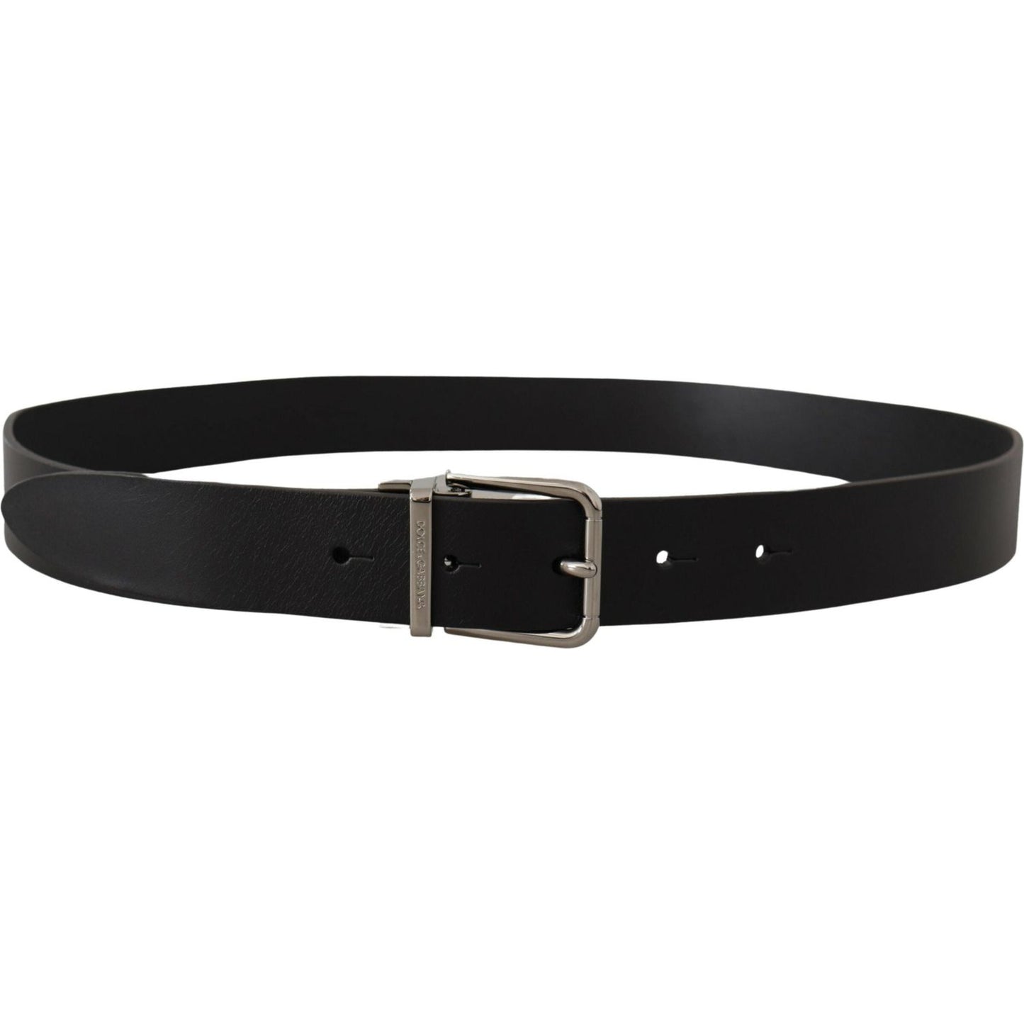 Dolce & Gabbana Black Casual Calf Leather Logo Metal Buckle Belt