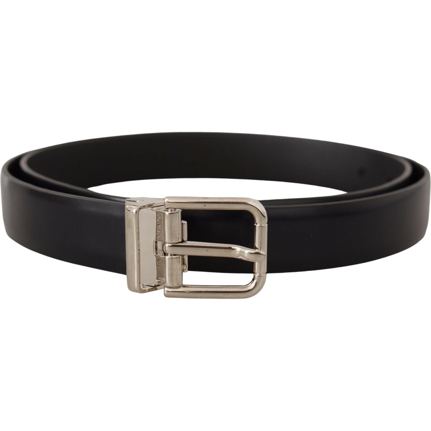 Dolce & Gabbana Black Calf Leather Classic Logo Metal Buckle Belt