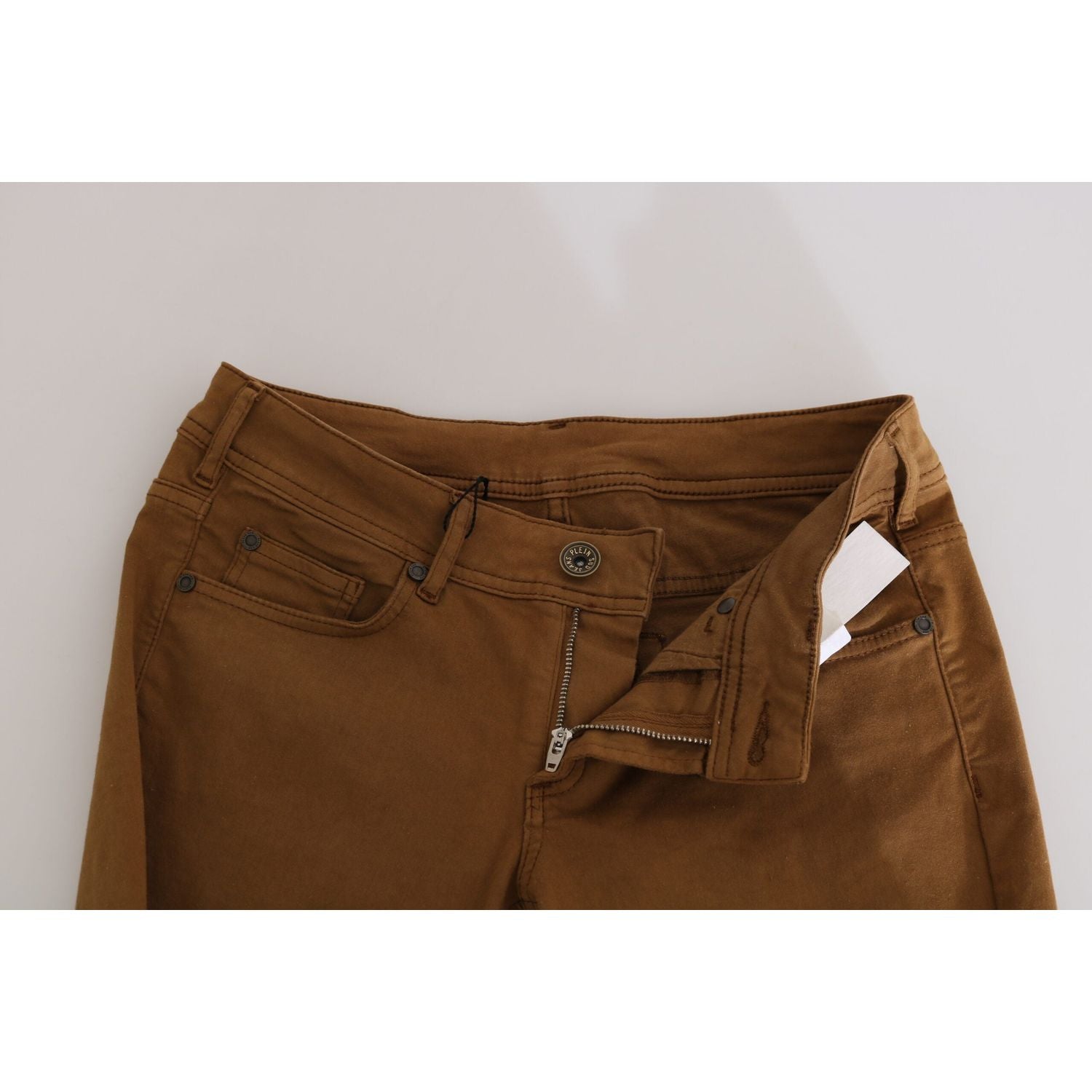 بنطلون قطني أنيق وضيق من الخصر المتوسط ​​من PLEIN SUD