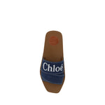 Chloé Sumptuous Cotton Woody Slide Sandals in Denim Blue 7614027013221