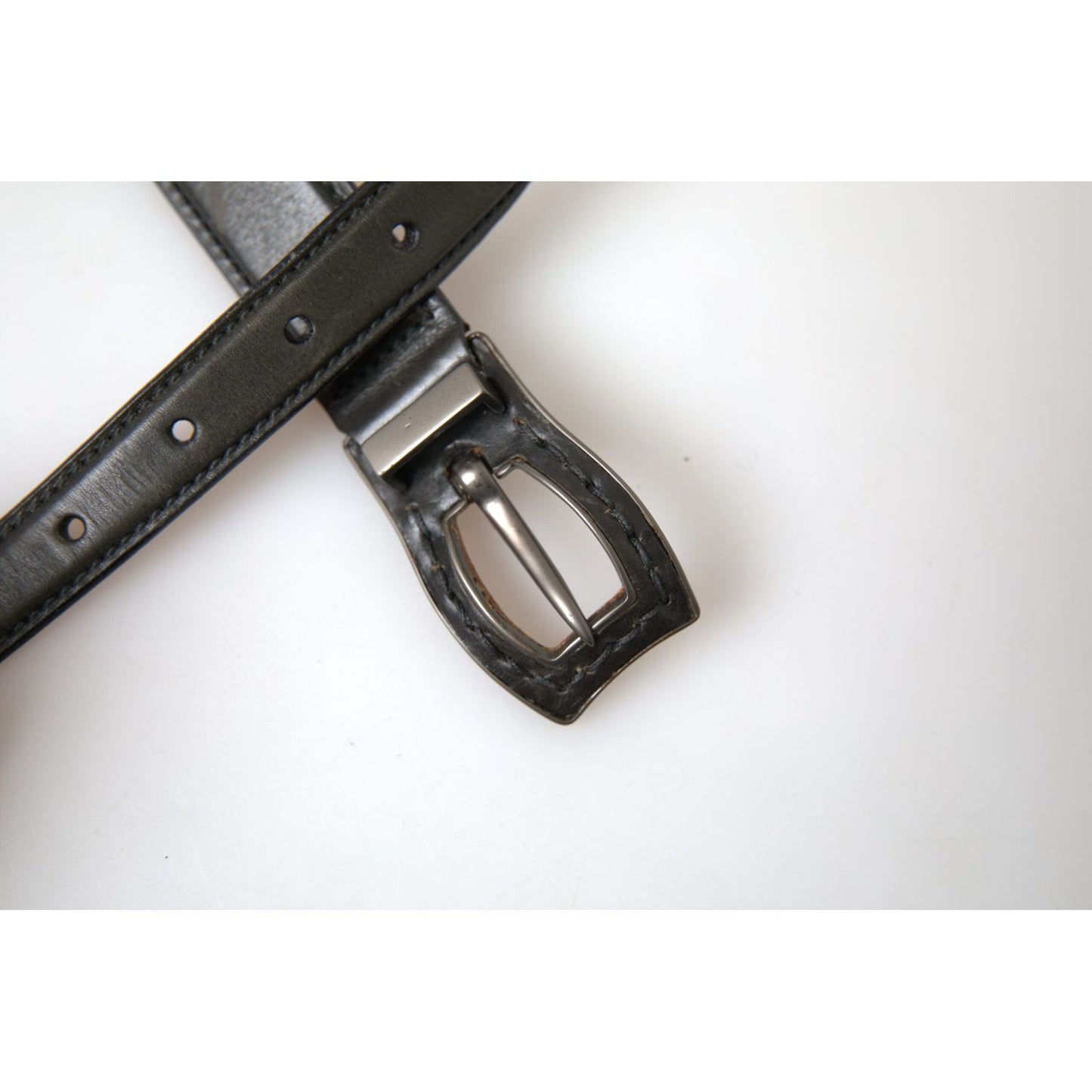 Ermanno Scervino Black Leather Metal Buckle Cintura Belt
