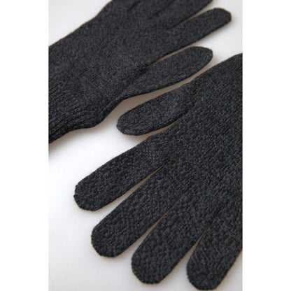 Dolce & Gabbana Gray Virgin Wool Knit Hands Mitten Men Gloves