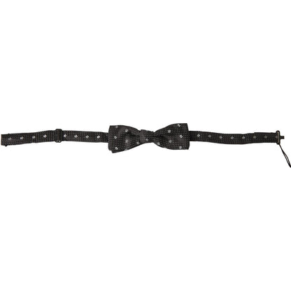 Dolce & Gabbana Black Patterned Silk Adjustable Men Neck Papillon Bow Tie
