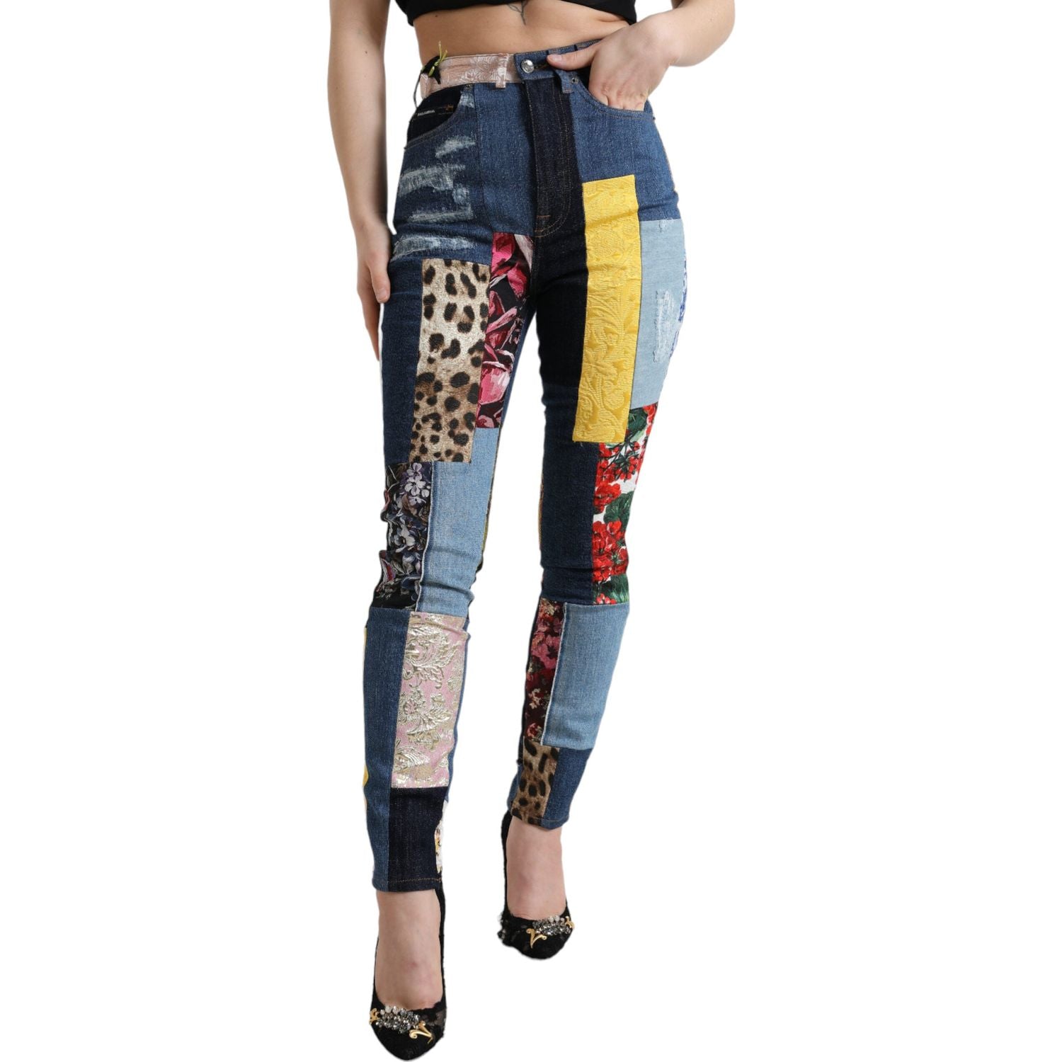 بنطلون جينز ضيق من Dolce &amp; Gabbana Vibrant Patchwork