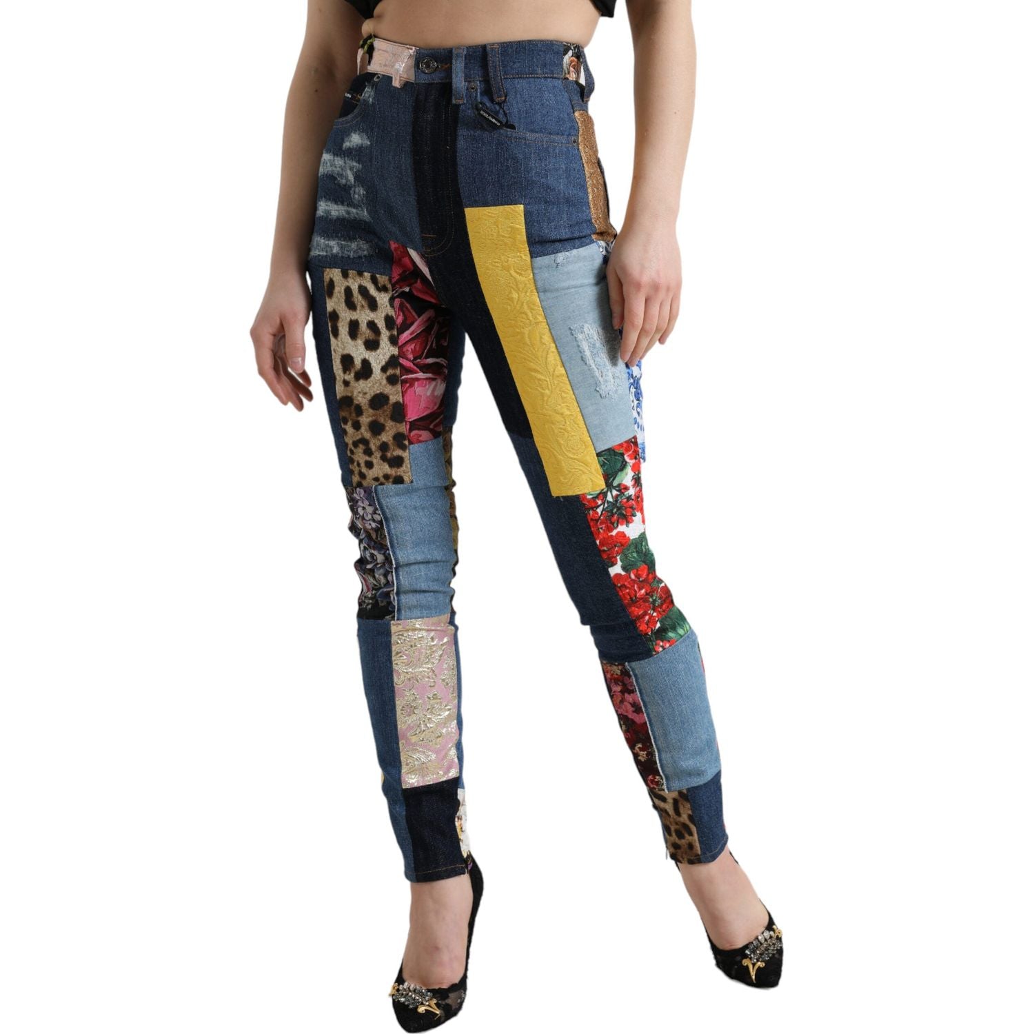 بنطلون جينز ضيق من Dolce &amp; Gabbana Vibrant Patchwork