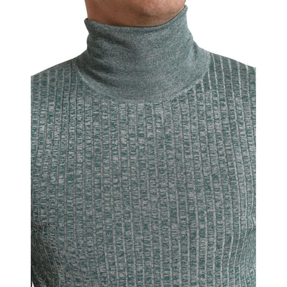 Dolce & Gabbana Green Polyester Turtleneck Pullover Sweater