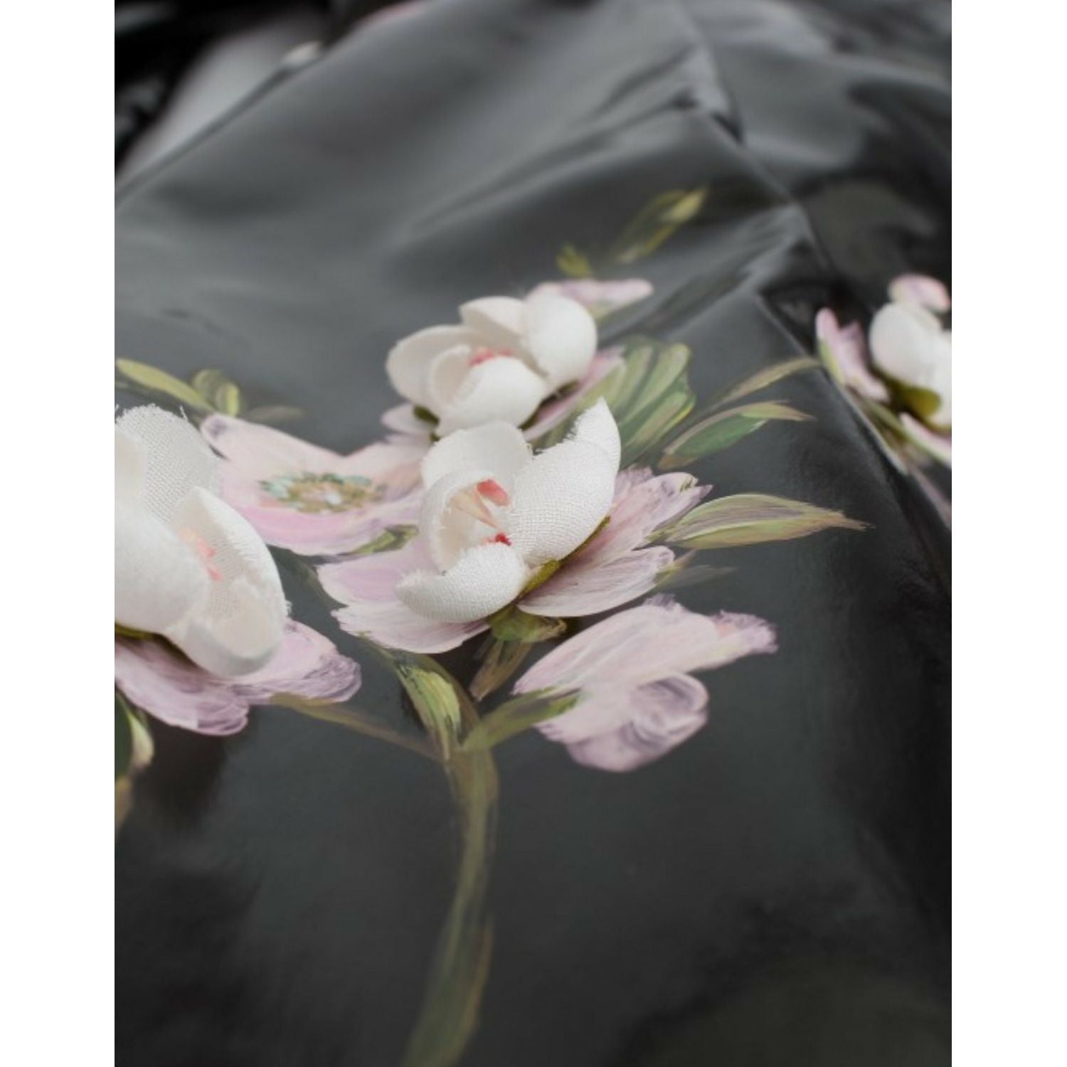 Dolce & Gabbana Black patent floral HANDPAINTED dress