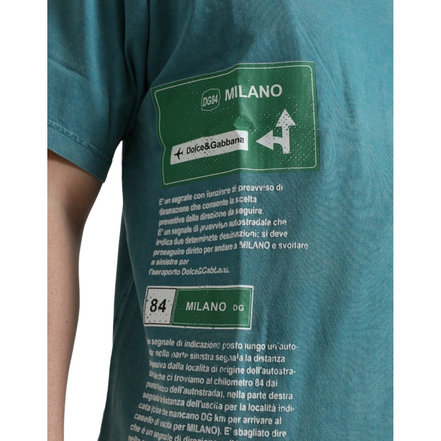 تي شيرت Dolce &amp; Gabbana Chic Blue Milano Motive Cotton