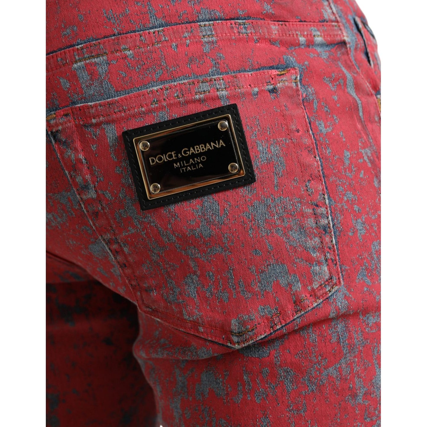 Dolce & Gabbana Red Cotton Dye Slim Fit Men Denim Jeans