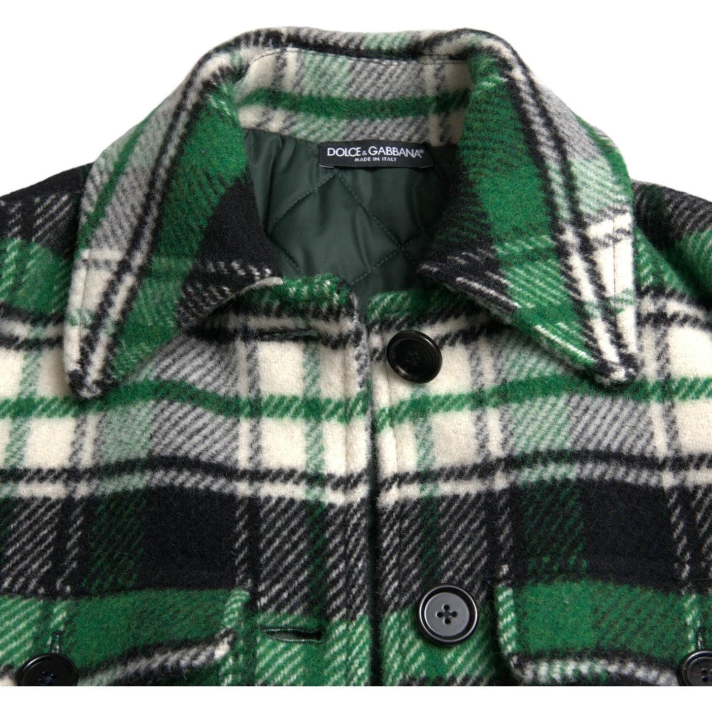 Dolce & Gabbana Green Plaid Long Sleeve Casual Coat Jacket